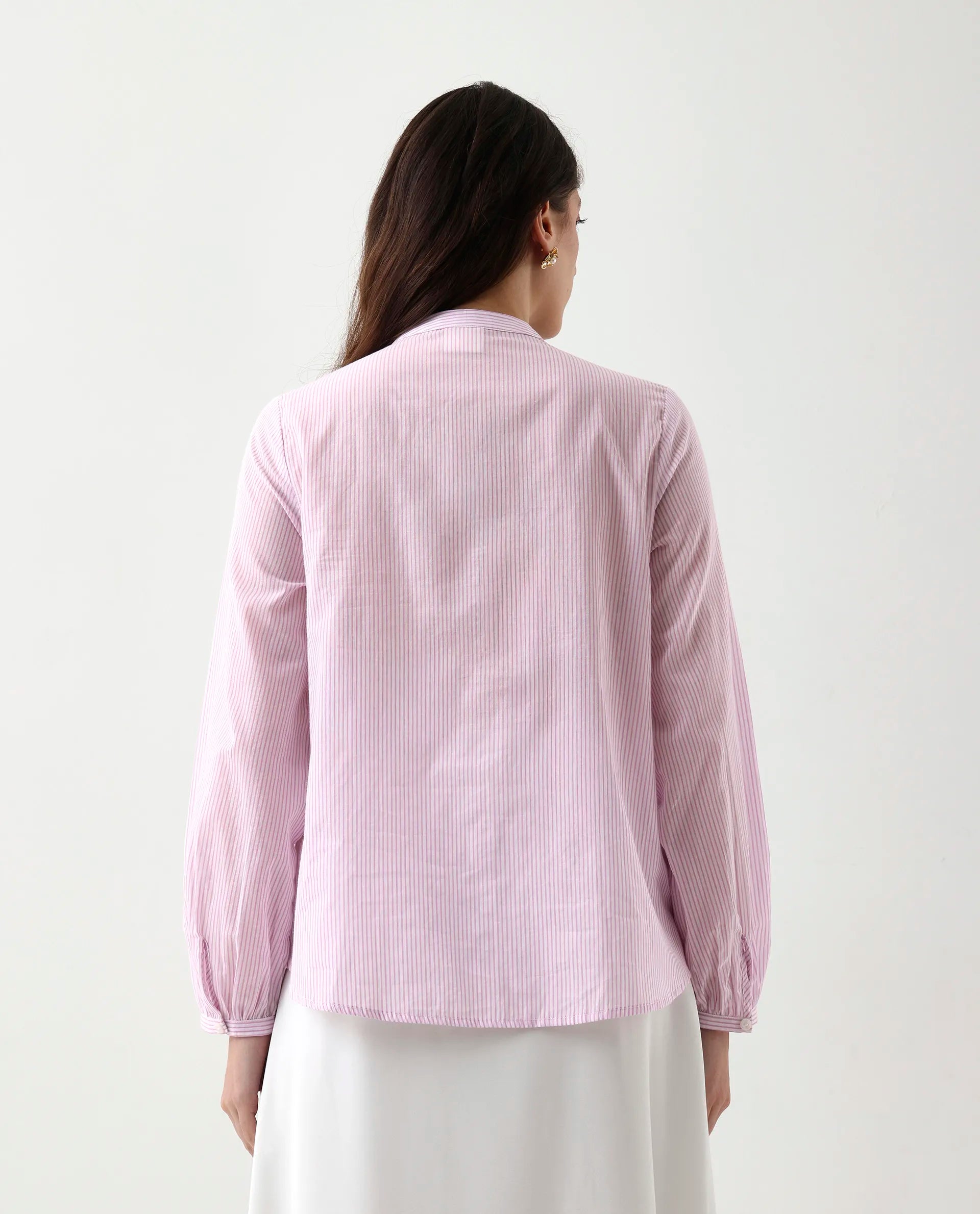 Rareism Women's Nubelo Purple Cotton Blend Mandarin Collar Regular Fit Top - Image 7